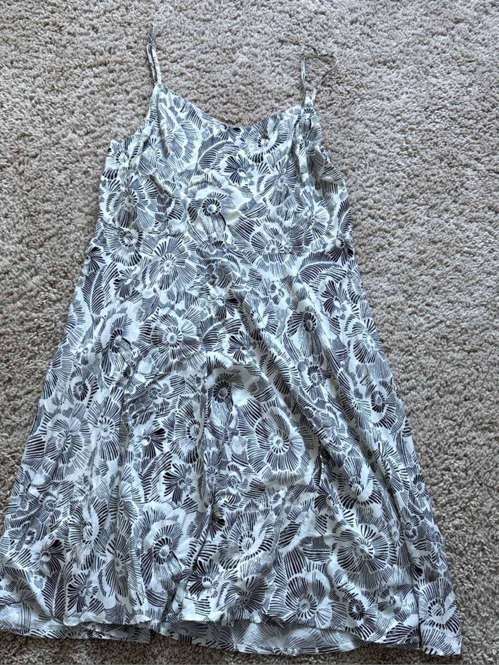 Old Navy White and Black Floral Midi Dress